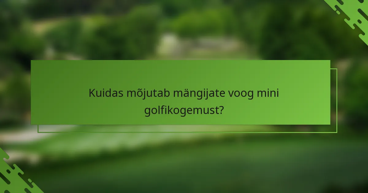 Kuidas mõjutab mängijate voog mini golfikogemust?
