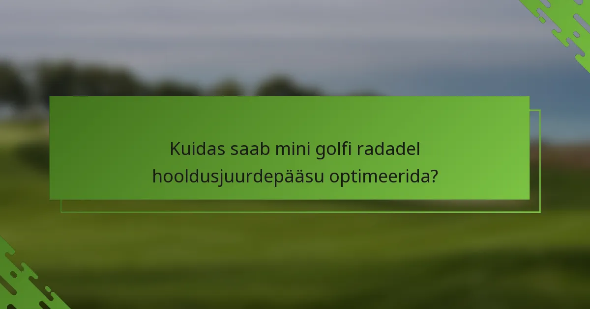 Kuidas saab mini golfi radadel hooldusjuurdepääsu optimeerida?