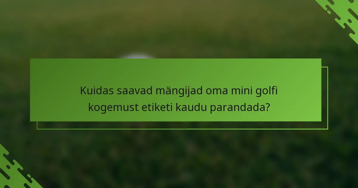 Kuidas saavad mängijad oma mini golfi kogemust etiketi kaudu parandada?