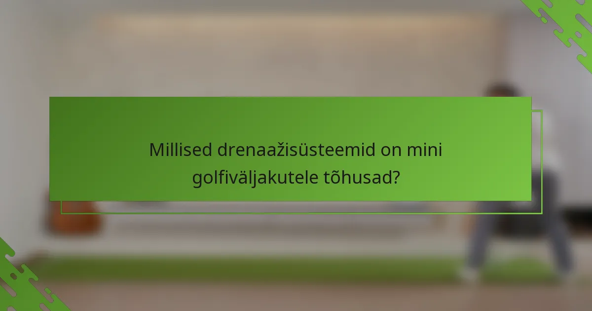 Millised drenaažisüsteemid on mini golfiväljakutele tõhusad?