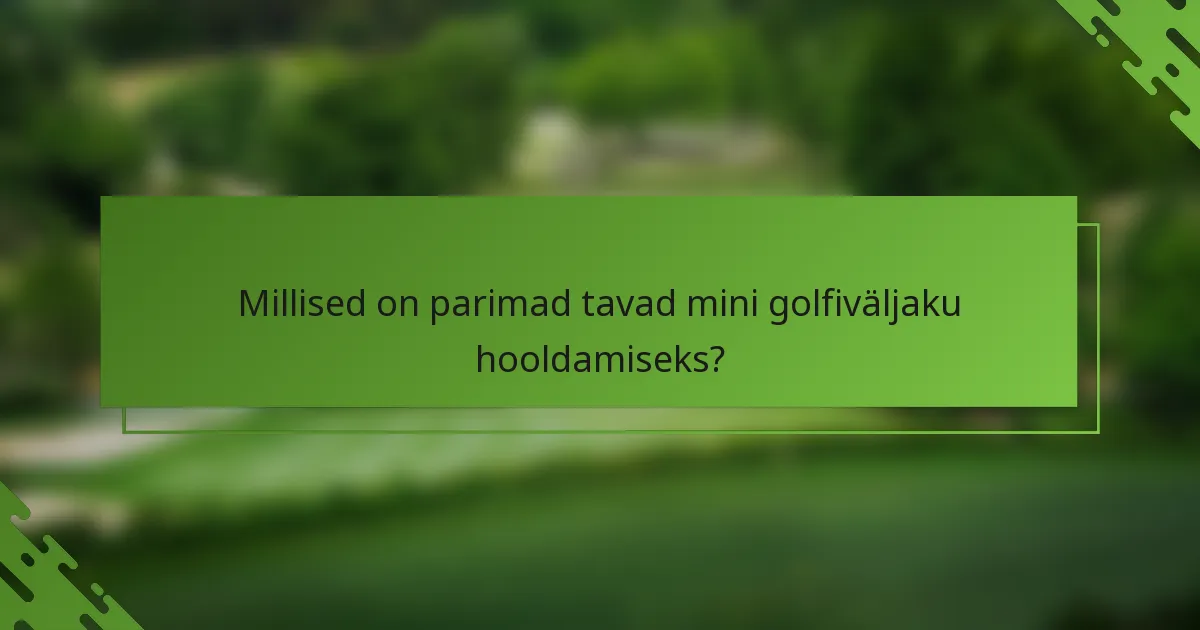 Millised on parimad tavad mini golfiväljaku hooldamiseks?