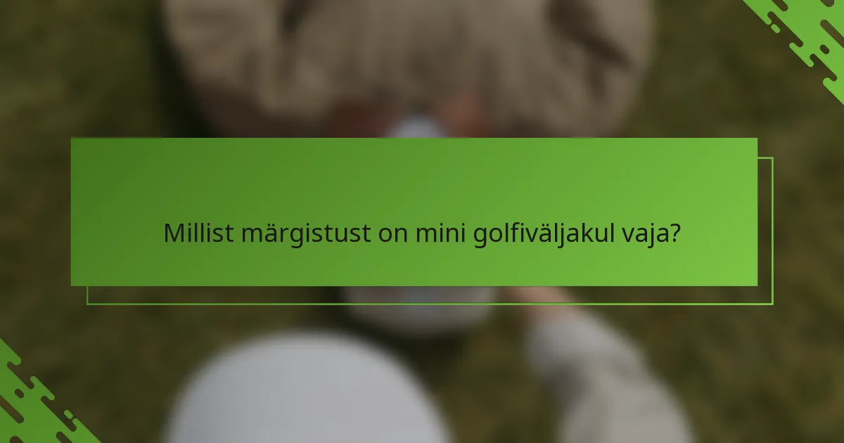 Millist märgistust on mini golfiväljakul vaja?
