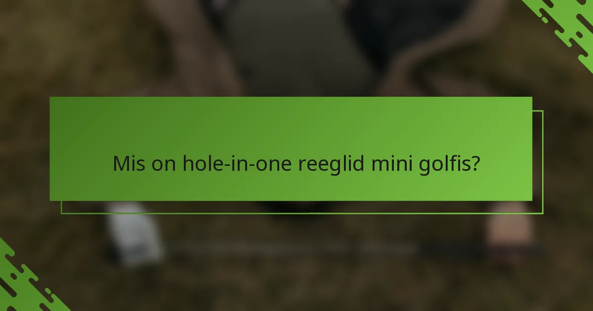 Mis on hole-in-one reeglid mini golfis?